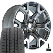 OEM Wheels JP31 20x9 6x139.7 Satin Gunmetal Machined Wheels 275-55-20 Bridgestone Dueler Alenza HL Plus Tires TPMS SET