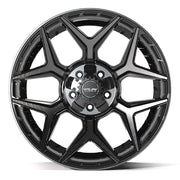 4PLAY 4P06 20x9 5x127 + 5x139.7 Gloss Black Brushed with Tinted Clear Wheels 275-55-20 TBB TS-37 AT Tires SET