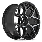 4PLAY 4P06 20x9 5x127 + 5x139.7 Gloss Black Brushed with Tinted Clear Wheels 275-55-20 TBB TS-37 AT Tires SET