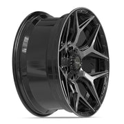 Set(4) 20x9 4P06 Gloss Black Brushed with Tinted Clear - 6x135 &amp; 6x139.7 +0ET