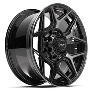 Set(4) 20x9 4P06 Gloss Black Brushed with Tinted Clear - 8x170 +0ET
