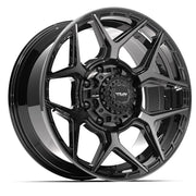 Set(4) 20x9 4P06 Gloss Black Brushed with Tinted Clear - 8x180 +0ET
