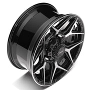 Set(4) 20x9 4P06 Gloss Black Brushed with Tinted Clear - 8x180 +0ET