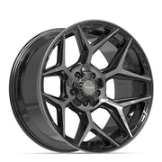 Set(4) 20x10 4P06 Gloss Black Brushed with Tinted Clear - 5x127 &amp; 5x139.7 -18ET