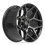 Set(4) 20x10 4P06 Gloss Black Brushed with Tinted Clear - 5x127 &amp; 5x139.7 -18ET