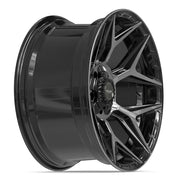 Set(4) 20x10 4P06 Gloss Black Brushed with Tinted Clear - 5x127 &amp; 5x139.7 -18ET