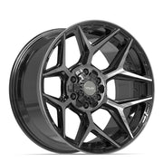 Set(4) 20x10 4P06 Gloss Black Brushed with Tinted Clear - 6x135 &amp; 6x139.7 -18ET