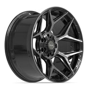 Set(4) 20x10 4P06 Gloss Black Brushed with Tinted Clear - 6x135 &amp; 6x139.7 -18ET