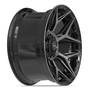Set(4) 20x10 4P06 Gloss Black Brushed with Tinted Clear - 6x135 &amp; 6x139.7 -18ET