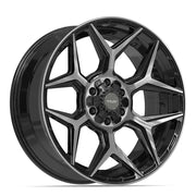 22" 4PLAY Wheels fit GM-Ford-Lincoln-Nissan-Toyota - 4P06 Gloss Black Brushed with Tinted Clear 22x9, Bridgestone Tires &amp; TPMS Set