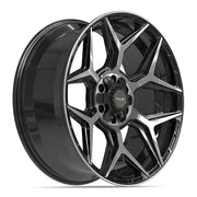 22" 4PLAY Wheels fit GM-Ford-Lincoln-Nissan-Toyota - 4P06 Gloss Black Brushed with Tinted Clear 22x9, Sailun Tires Set