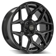 4PLAY 4P06 22x10 5x127 + 5x139.7 Gloss Black Brushed with Tinted Clear Wheels 285-45-22 Sailun TerraMax RT Tires SET