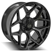 4PLAY 4P06 22x10 5x127 + 5x139.7 Gloss Black Brushed with Tinted Clear Wheels 285-45-22 Sailun TerraMax RT Tires SET