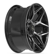 Set(4) 22x10 4P06 Gloss Black Brushed with Tinted Clear - 5x127 &amp; 5x139.7 -18ET
