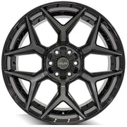 4PLAY 4P06 22x10 6x135 + 6x139.7 Gloss Black Brushed with Tinted Clear Wheels 285-45-22 Sailun TerraMax RT Tires SET