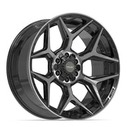 Set(4) 22x10 4P06 Gloss Black Brushed with Tinted Clear - 6x135 &amp; 6x139.7 -18ET with 33x12.50r22 Sailun TerraMax RT Tires &amp; TPMS