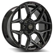 4PLAY 4P06 22x10 6x135 + 6x139.7 Gloss Black Brushed with Tinted Clear Wheels 285-45-22 Sailun TerraMax RT Tires SET
