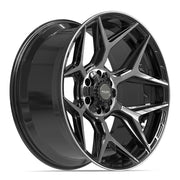 Set(4) 22x10 4P06 Gloss Black Brushed with Tinted Clear - 6x135 &amp; 6x139.7 -18ET with 285/45r22 Goodyear Eagle Sport Tires