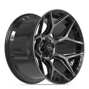 Set(5) 22x12 4P06 Gloss Black Brushed with Tinted Clear - 5x127 &amp; 5x139.7 -44ET