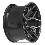 Set(4) 22x12 4P06 Gloss Black Brushed with Tinted Clear - 5x127 &amp; 5x139.7 -44ET