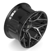 Set(5) 22x12 4P06 Gloss Black Brushed with Tinted Clear - 5x127 &amp; 5x139.7 -44ET