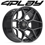 22x12 4P06 Gloss Black Brushed with Tinted Clear - 6x135 + 6x139.7 -44ET