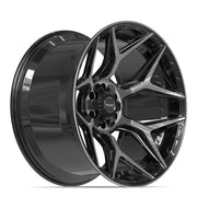 Set(4) 22x12 4P06 Gloss Black Brushed with Tinted Clear - 6x135 &amp; 6x139.7 -44ET