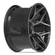 Set(4) 22x12 4P06 Gloss Black Brushed with Tinted Clear - 6x135 &amp; 6x139.7 -44ET