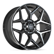 4PLAY 4P06 24x10 6x135 + 6x139.7 18et Gloss Black Brushed with Tinted Clear Wheel SET