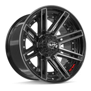 20x10 4P08 Gloss Black Brushed with Tinted Clear - 6x135 + 6x139.7 -18ET