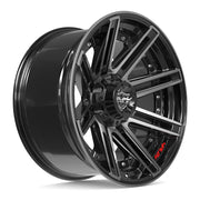 20x10 4P08 Gloss Black Brushed with Tinted Clear - 6x135 + 6x139.7 -18ET