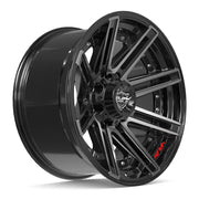 Set(4) 20x10 4P08 Gloss Black Brushed with Tinted Clear - 8x170 -24ET