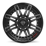 Set(4) 20x10 4P08 Gloss Black Brushed with Tinted Clear - 8x180 -24ET