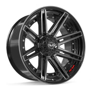 Set(4) 22x10 4P08 Gloss Black Brushed with Tinted Clear - 6x135 &amp; 6x139.7 -18ET with 285/45r22 Sailun TerraMax RT Tires