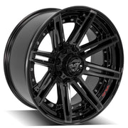 4PLAY 4P08 22x10 6x135 + 6x139.7 Gloss Black Brushed with Tinted Clear Wheels 285-45-22 Sailun TerraMax RT Tires SET