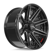 Set(4) 22x10 4P08 Gloss Black Brushed with Tinted Clear - 6x135 &amp; 6x139.7 -18ET with 285/45r22 Goodyear Eagle Sport Tires