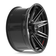 Set(4) 22x10 4P08 Gloss Black Brushed with Tinted Clear - 6x135 &amp; 6x139.7 -18ET