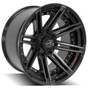 Set(4) 22x12 4P08 Gloss Black Brushed with Tinted Clear - 5x127 &amp; 5x139.7 -44ET