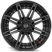 Set(4) 22x12 4P08 Gloss Black Brushed with Tinted Clear - 6x135 &amp; 6x139.7 -44ET