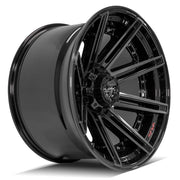 Set(4) 22x12 4P08 Gloss Black Brushed with Tinted Clear - 6x135 &amp; 6x139.7 -44ET