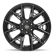 Set(4) 22x10 4P40 Gloss Black Brushed with Tinted Clear - 6x135 &amp; 6x139.7 -18ET with 285/45r22 Bridgestone Dueler Alenza HL Tires &amp; TPMS