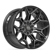 Set(4) 20x10 4P44 Gloss Black Brushed with Tinted Clear - 5x127 &amp; 5x139.7 -18ET