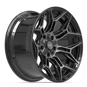 Set(4) 20x10 4P44 Gloss Black Brushed with Tinted Clear - 5x127 &amp; 5x139.7 -18ET