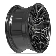 Set(4) 20x10 4P44 Gloss Black Brushed with Tinted Clear - 5x127 &amp; 5x139.7 -18ET