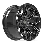 Set(4) 20x10 4P44 Gloss Black Brushed with Tinted Clear - 6x135 &amp; 6x139.7 -18ET