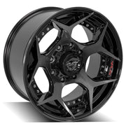 Set(4) 20x10 4P50 Gloss Black Brushed with Tinted Clear - 8x170 -24ET