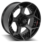 Set(4) 22x10 4P50 Gloss Black Brushed with Tinted Clear - 5x127 &amp; 5x139.7 -24ET