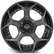 4PLAY 4P50 22x10 6x135 + 6x139.7 -18et Gloss Black Brushed with Tinted Clear Wheel SET