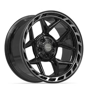 20x10 4P55 Gloss Black Brushed with Tinted Clear - 5x127 + 5x139.7 -18ET