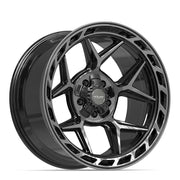 20x10 4P55 Gloss Black Brushed with Tinted Clear - 5x127 + 5x139.7 -18ET